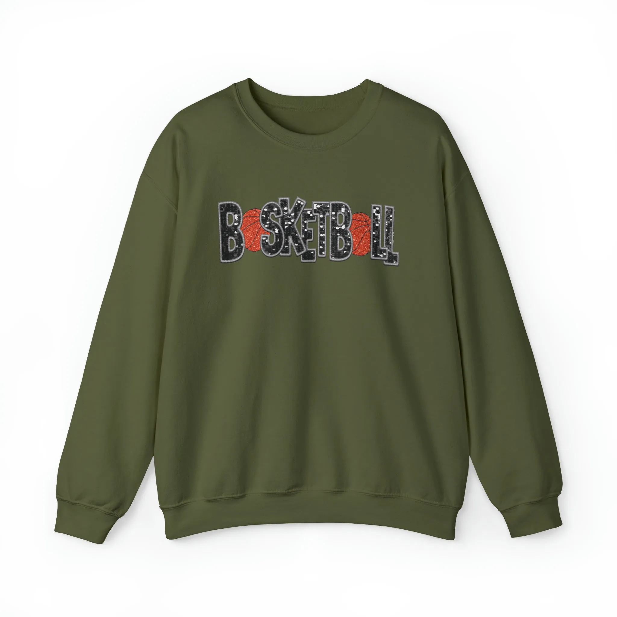 3Blues Designs |   Basketball Faux Chenille Sequin Patches Sweatshirt