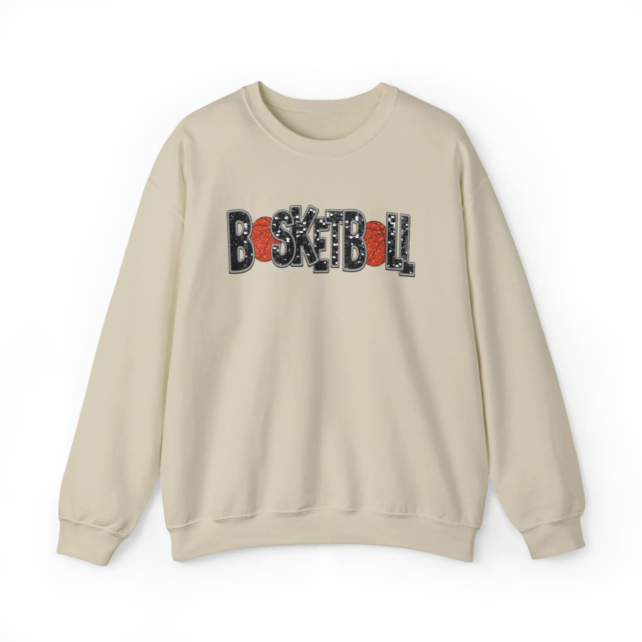 3Blues Designs |   Basketball Faux Chenille Sequin Patches Sweatshirt