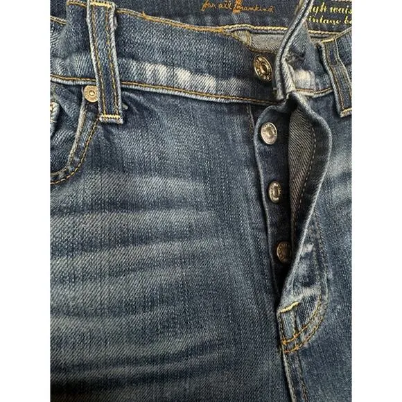 7 For All Mankind High Waist Vintage Bootcut Button Closure Jeans Sz 30