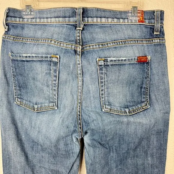 7 For All Mankind High Waist Vintage Bootcut Button Closure Jeans Sz 30