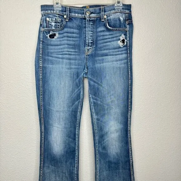 7 For All Mankind High Waist Vintage Bootcut Button Closure Jeans Sz 30