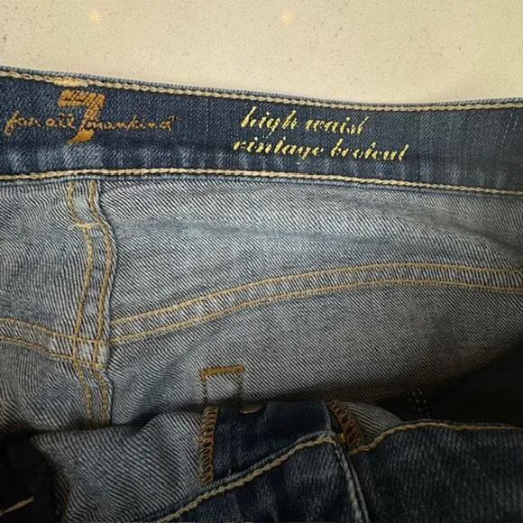 7 For All Mankind High Waist Vintage Bootcut Button Closure Jeans Sz 30