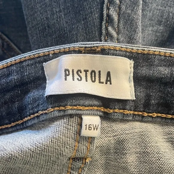 A9 Pistola Womens Straight Jeans Size 16 Plus Size Cuffed Denim