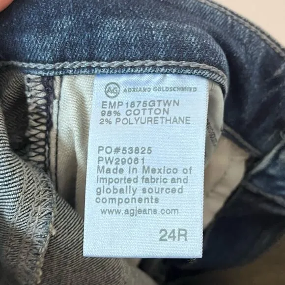 AG Adriano Goldschmied Mari High-Rise Straight-Leg Jeans Size 24 Medium Wash