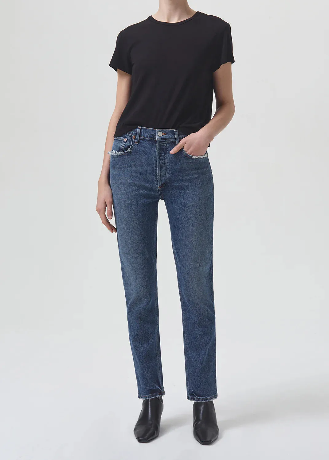 AGOLDE RILEY LONG HIGH RISE STRAIGHT (STRETCH) IN POSE