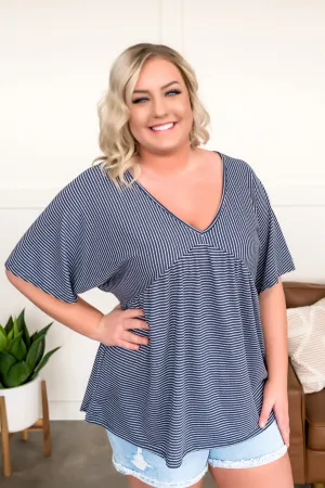 Always be My Baby Doll Top In Navy