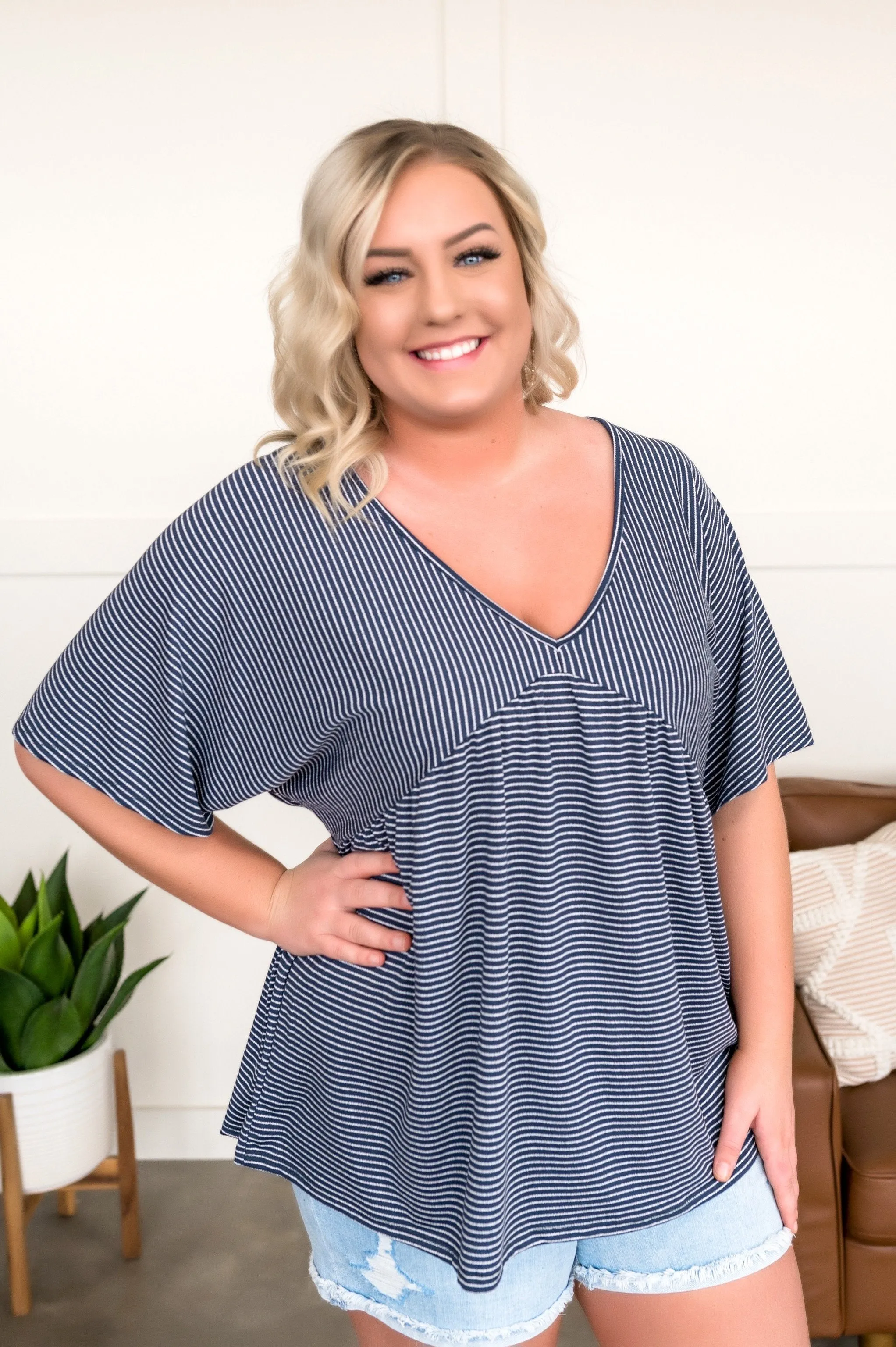 Always be My Baby Doll Top In Navy