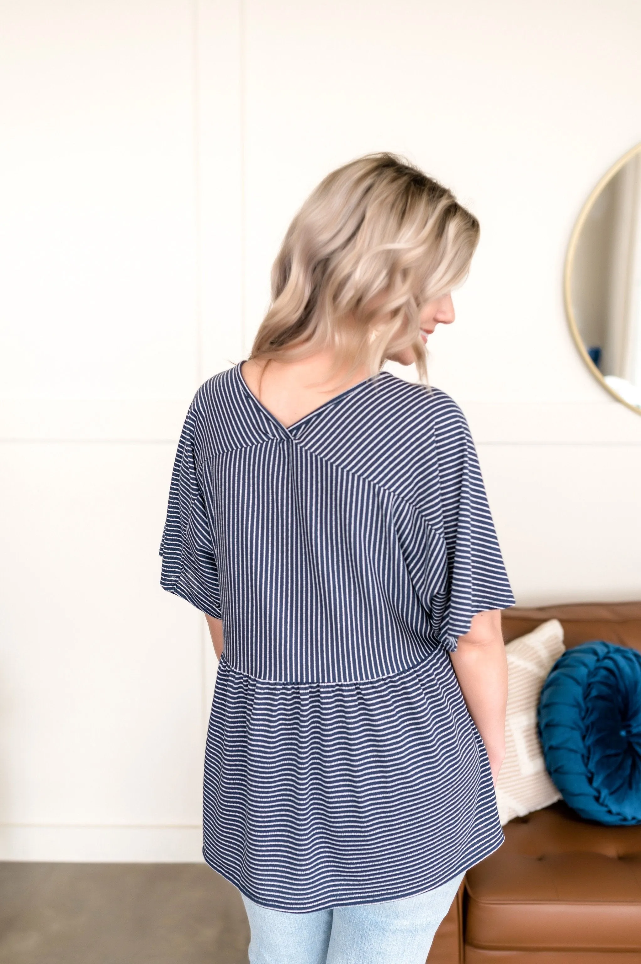 Always be My Baby Doll Top In Navy