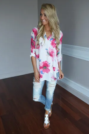 Always Faithful Floral Blouse ~ Ivory