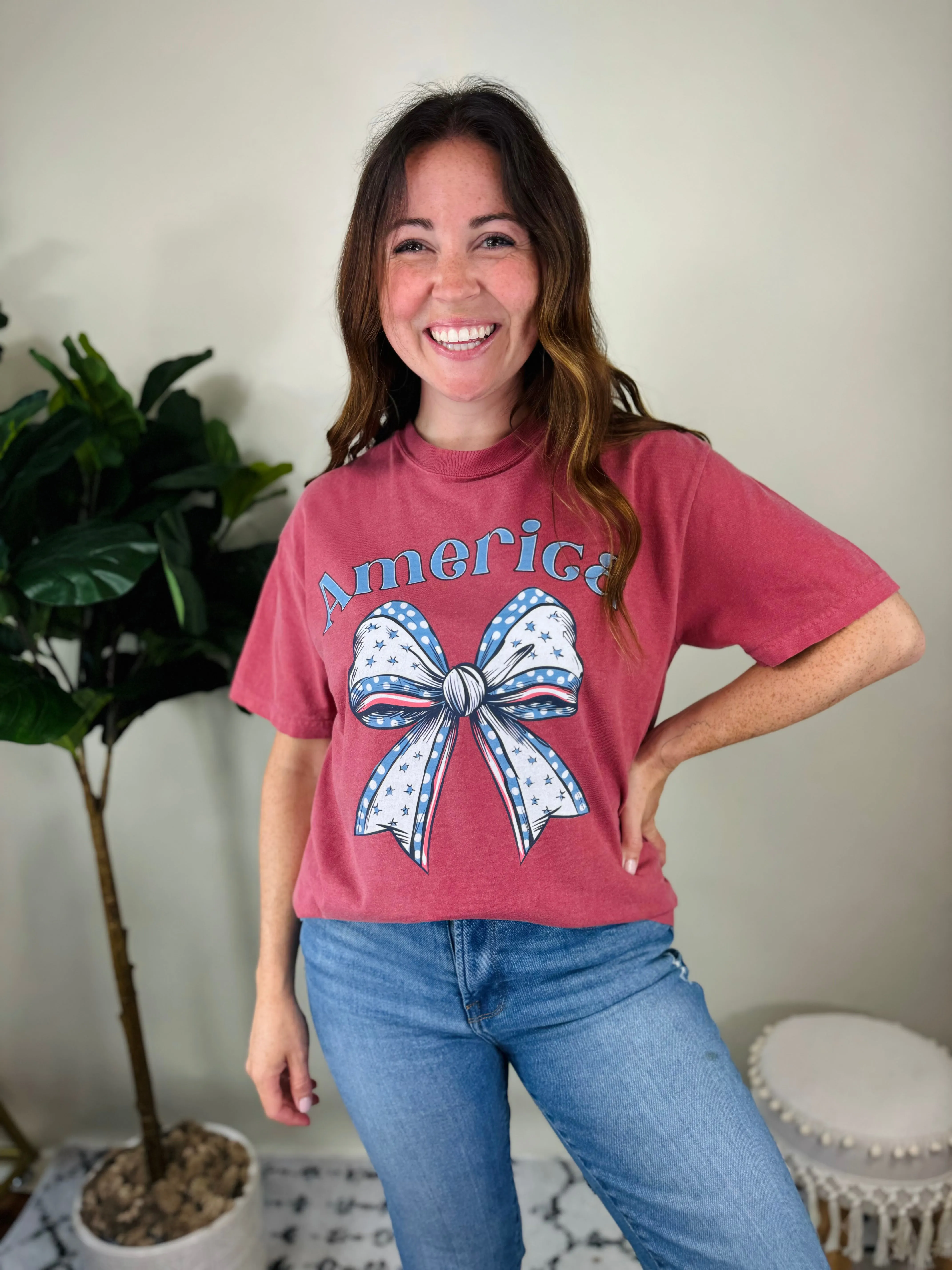 America Red Flag Bow Tee