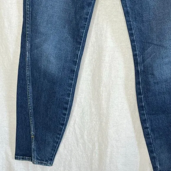 AMO Twist Mariner Split Hem Ankle Length Straight Leg Blue Jeans Size 28