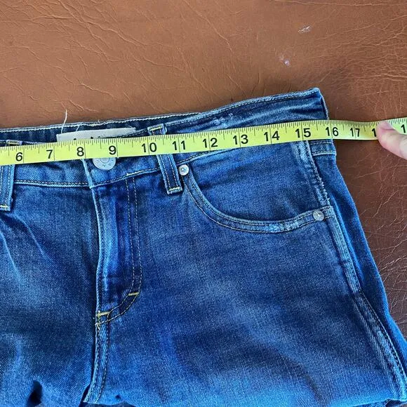 AMO Twist Mariner Split Hem Ankle Length Straight Leg Blue Jeans Size 28