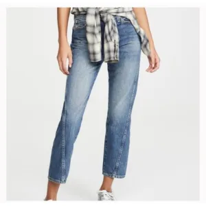 AMO Twist Mariner Split Hem Ankle Length Straight Leg Blue Jeans Size 28