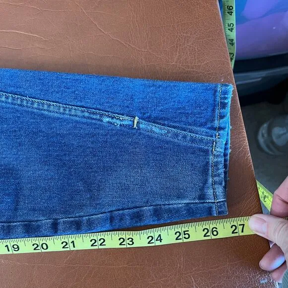 AMO Twist Mariner Split Hem Ankle Length Straight Leg Blue Jeans Size 28