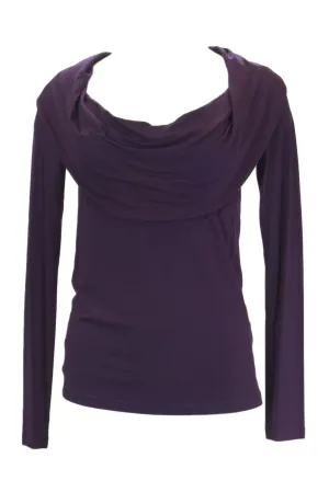 ANALILI Women's Eggplant Long Sleeve Cowl Neck Top 559R18 $135 NWT