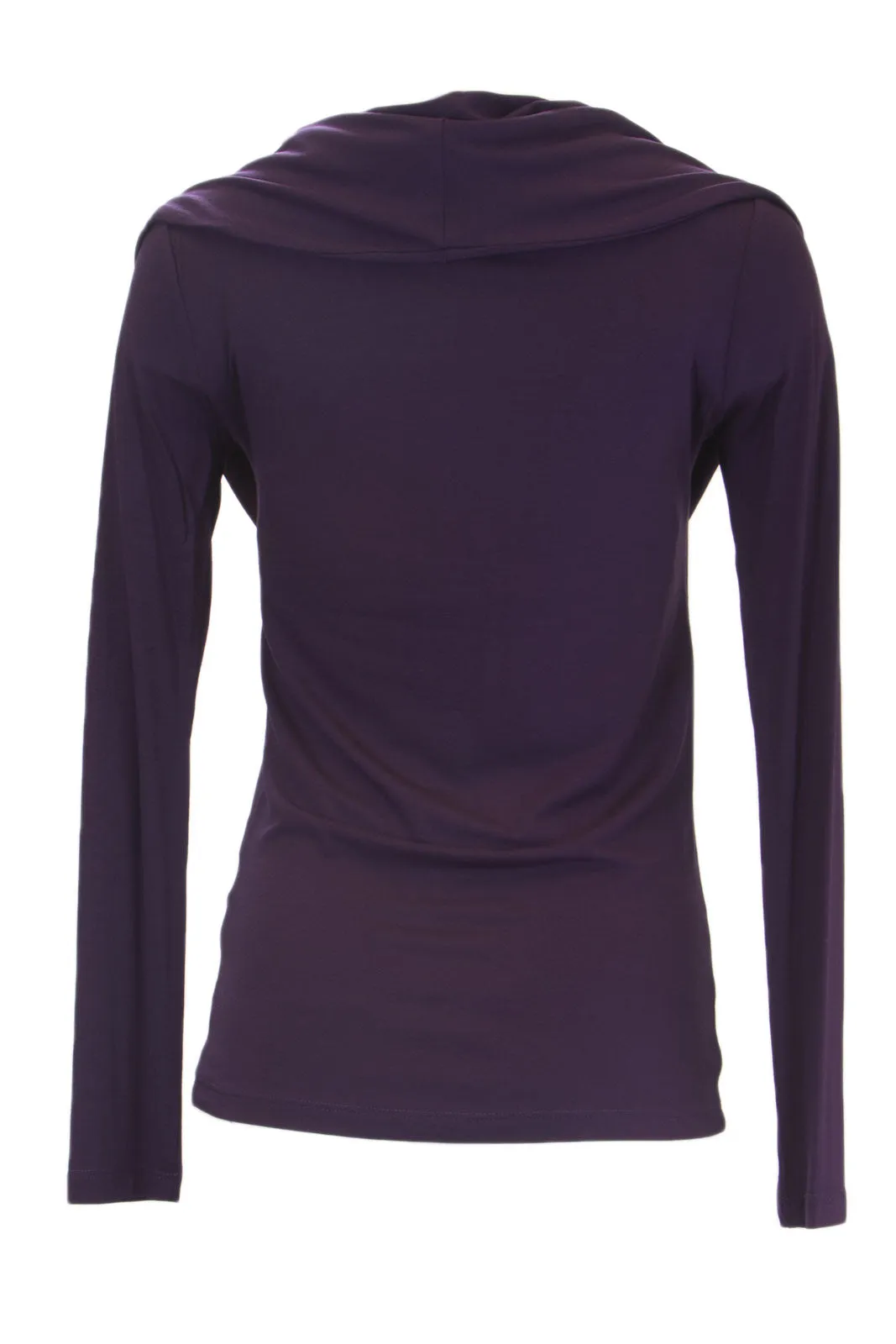 ANALILI Women's Eggplant Long Sleeve Cowl Neck Top 559R18 $135 NWT