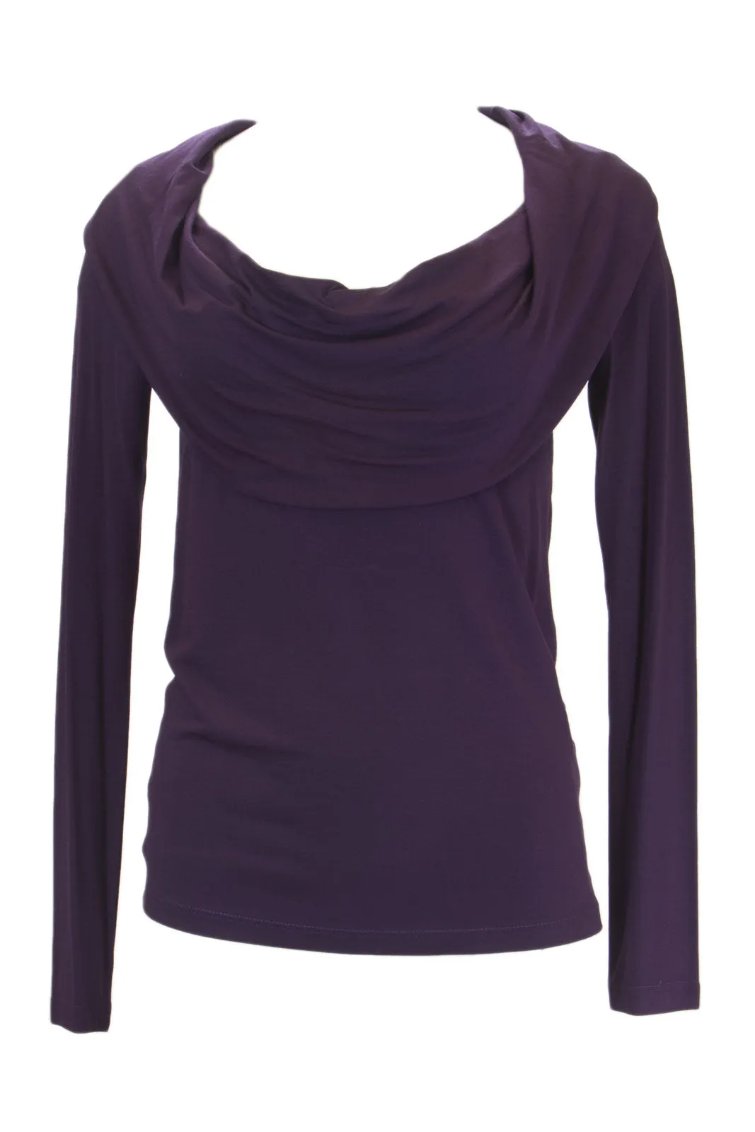ANALILI Women's Eggplant Long Sleeve Cowl Neck Top 559R18 $135 NWT