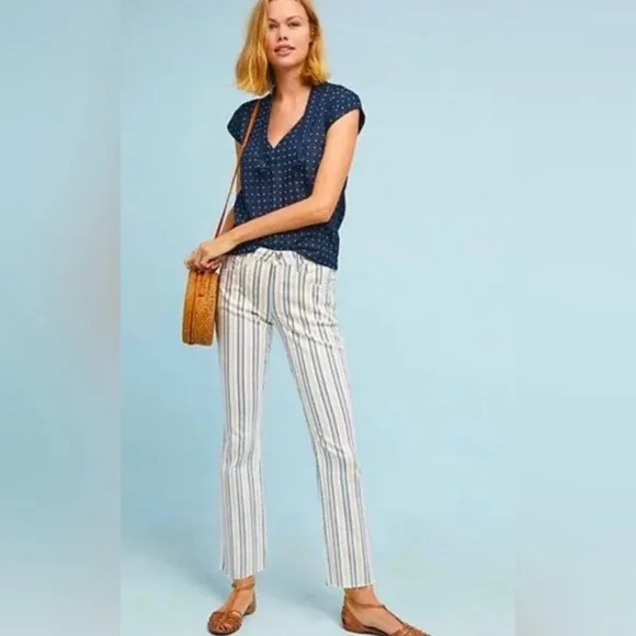 Anthropologie Pilcro &amp; The Letterpress striped high rise Bootcut Jeans size 28