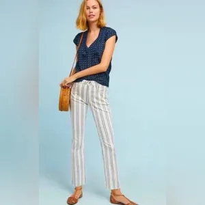 Anthropologie Pilcro &amp; The Letterpress striped high rise Bootcut Jeans size 28