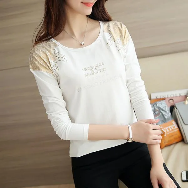 AOSSVIAO Tee Shirt Femme 2017 O-neck Tshirt Women Casual Long Sleeve Cotton T-shirt Autumn Winter Tops Women T Shirt Gray Blue
