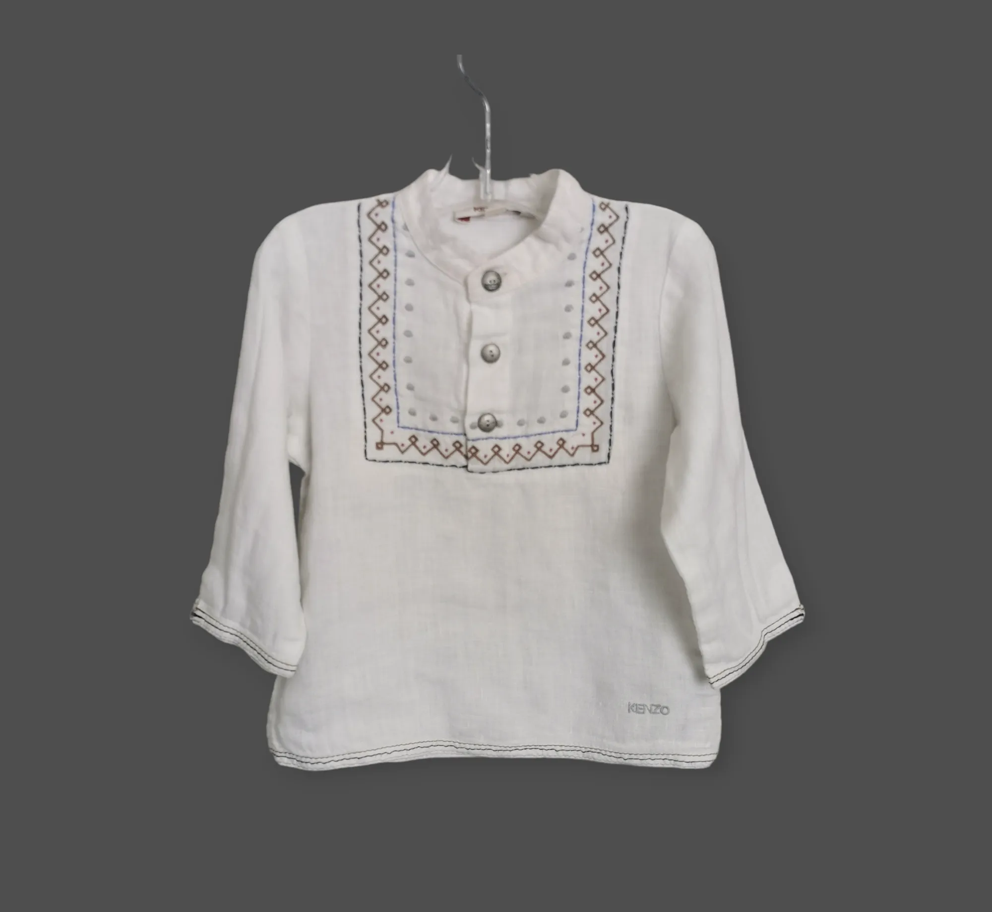 BABY BOY SIZE 12 MONTHS - KENZO KIDS (Japanese Designer Fashion) Linen Dress Shirt EUC B34