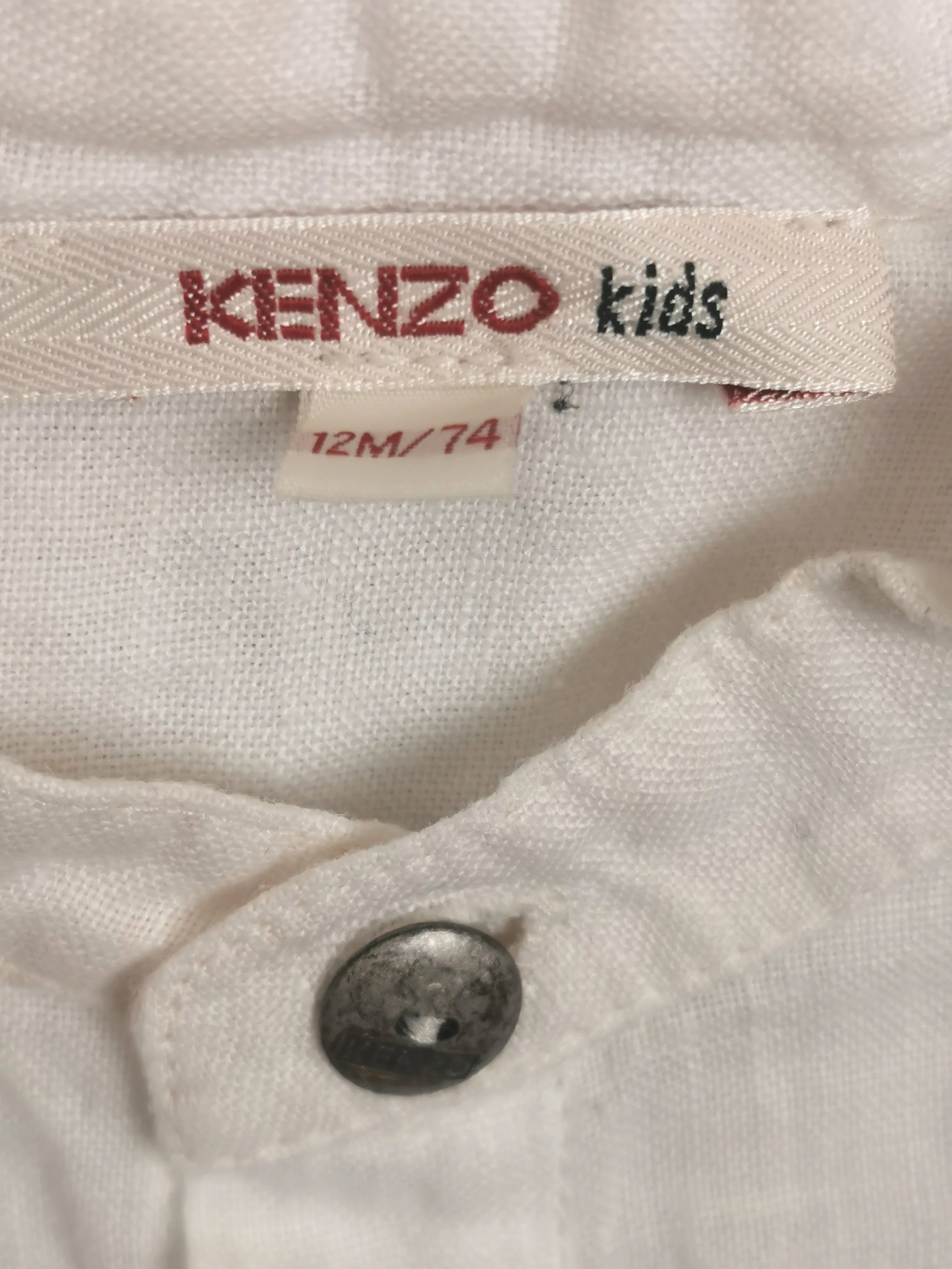 BABY BOY SIZE 12 MONTHS - KENZO KIDS (Japanese Designer Fashion) Linen Dress Shirt EUC B34