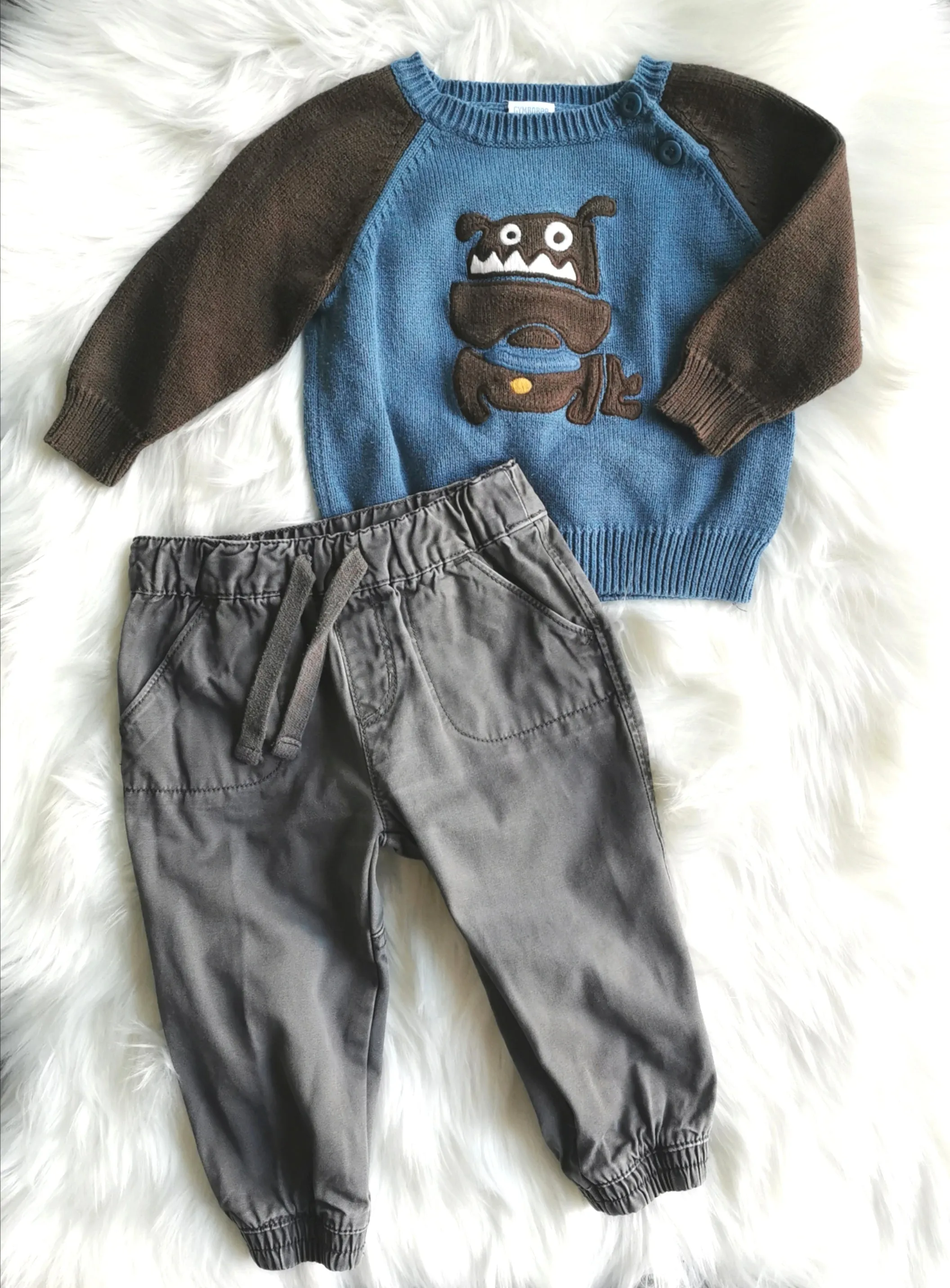 BABY BOY SIZE 6/12 MONTHS - GYMBOREE / TUCKER   TATE, 2 Piece Mix N Match Fall Outfit EUC B14