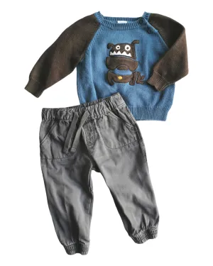 BABY BOY SIZE 6/12 MONTHS - GYMBOREE / TUCKER   TATE, 2 Piece Mix N Match Fall Outfit EUC B14