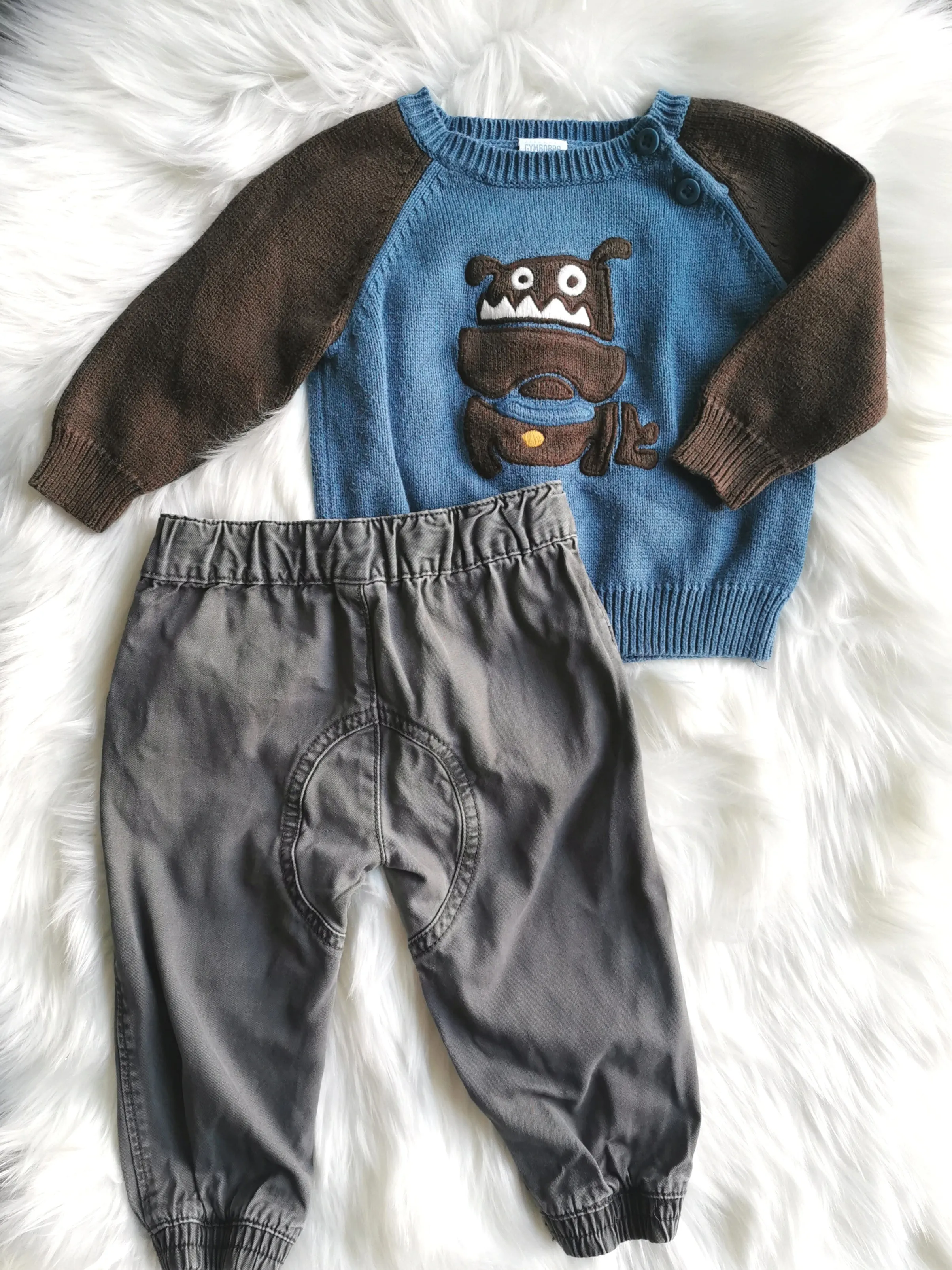 BABY BOY SIZE 6/12 MONTHS - GYMBOREE / TUCKER   TATE, 2 Piece Mix N Match Fall Outfit EUC B14