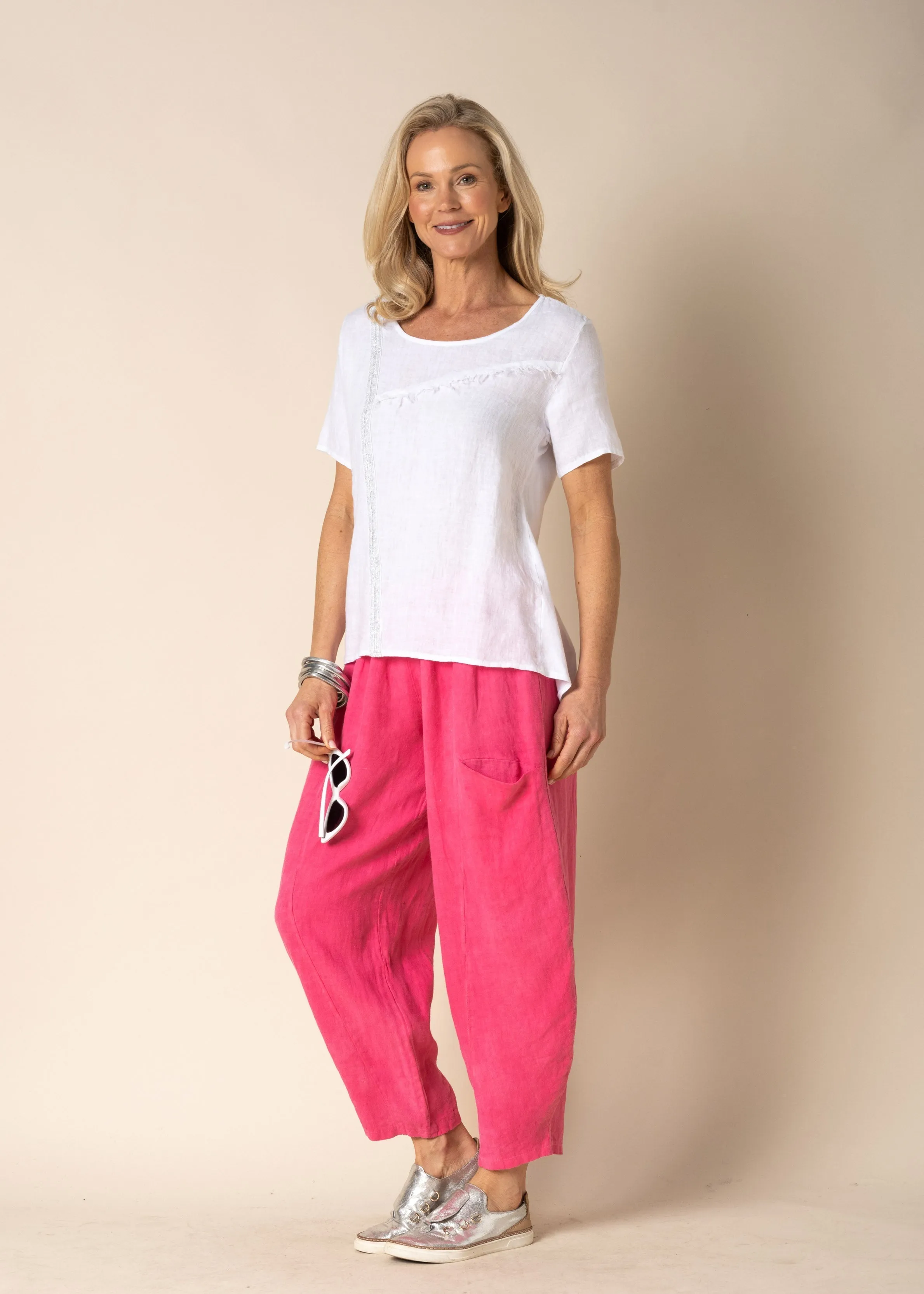 Belinda Linen Top in White
