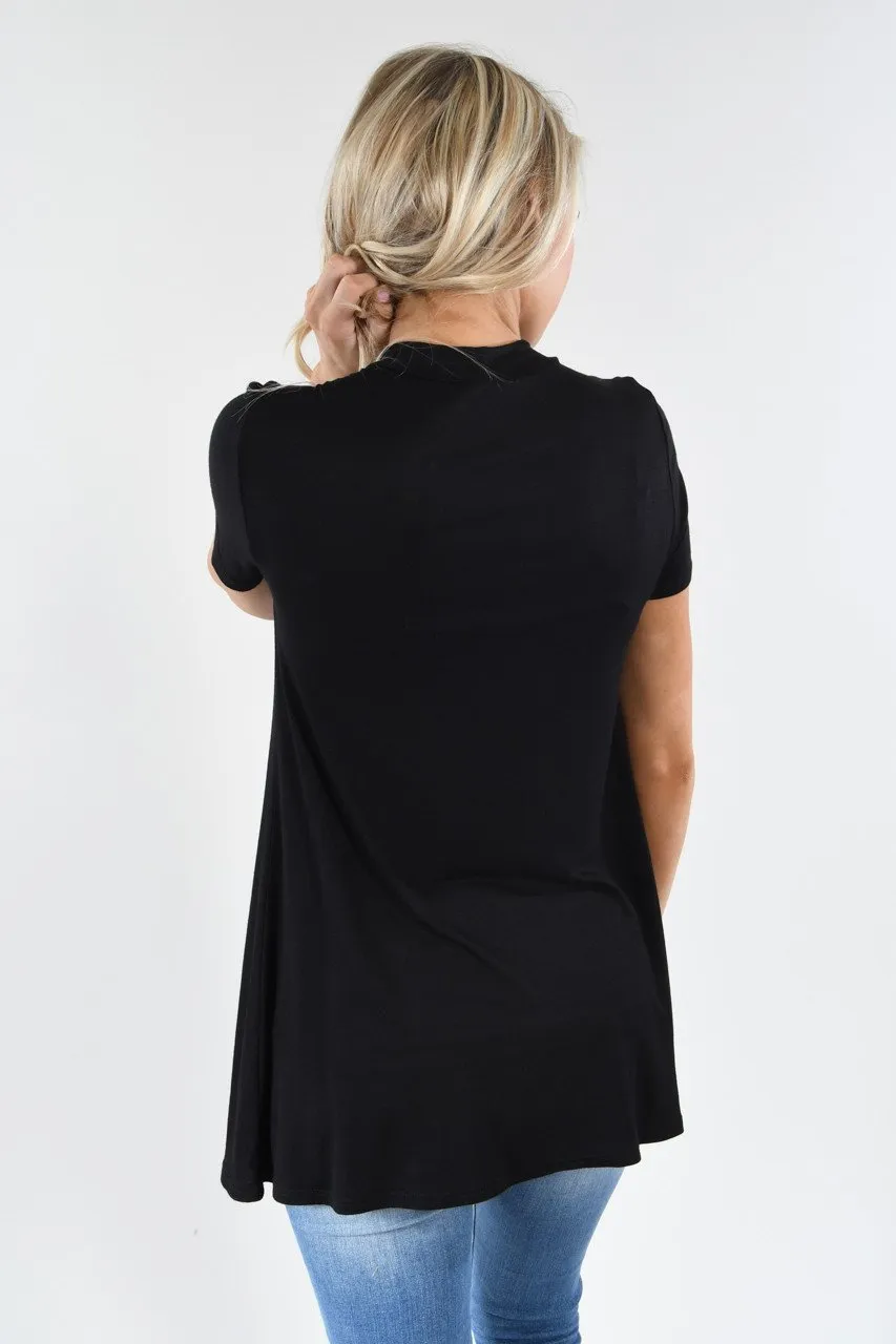 Black Mock Neck Top