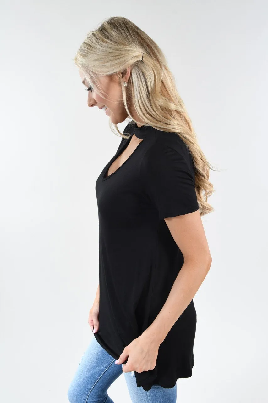 Black Mock Neck Top