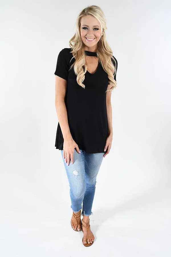 Black Mock Neck Top