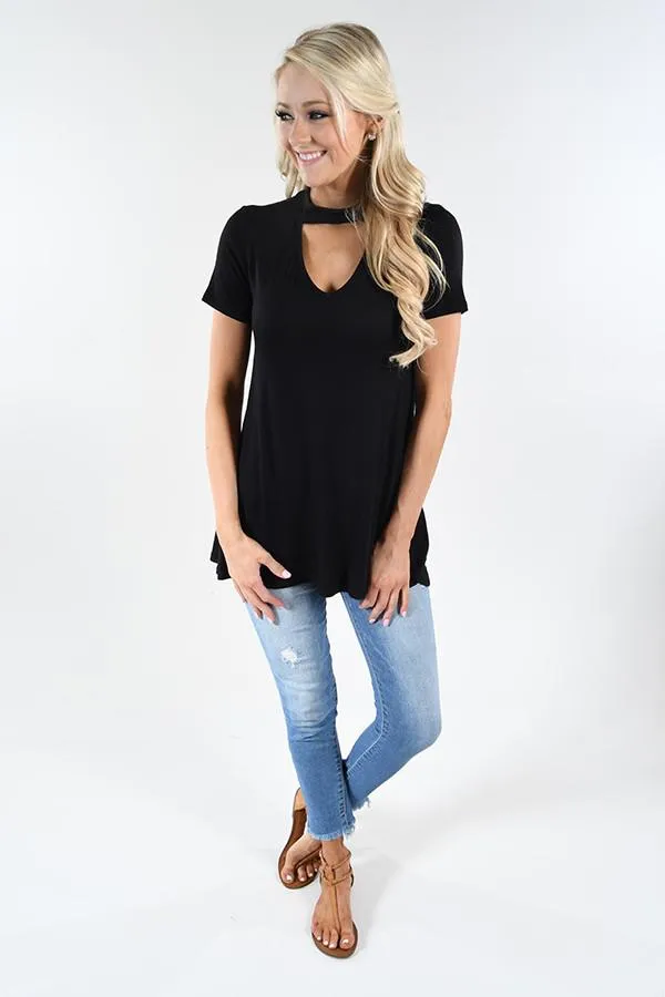 Black Mock Neck Top