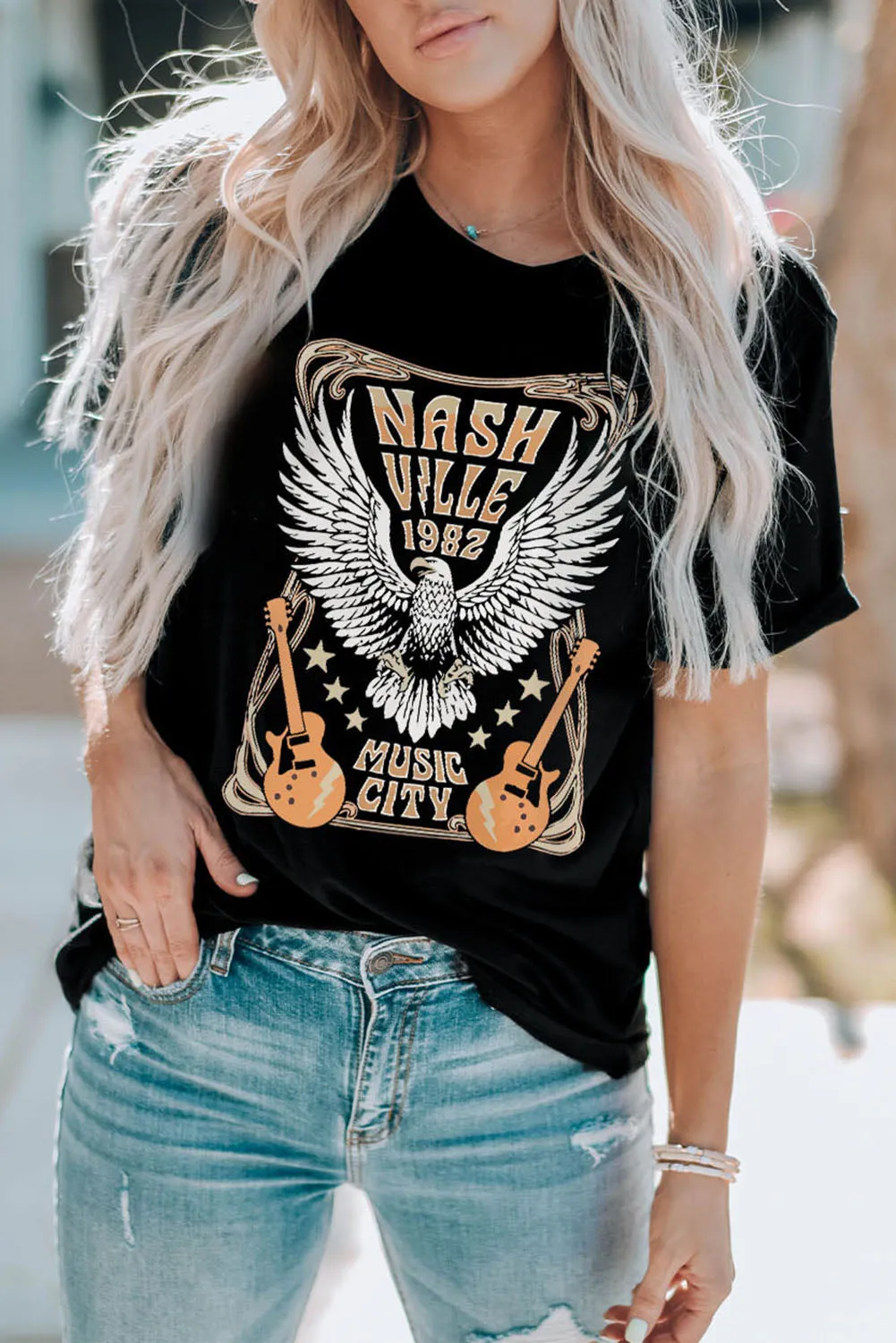 Black Vintage NASHVILLE 1982 Music City Graphic Tee