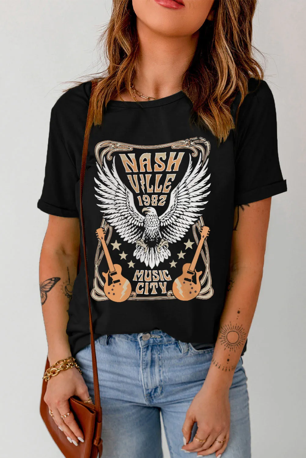 Black Vintage NASHVILLE 1982 Music City Graphic Tee
