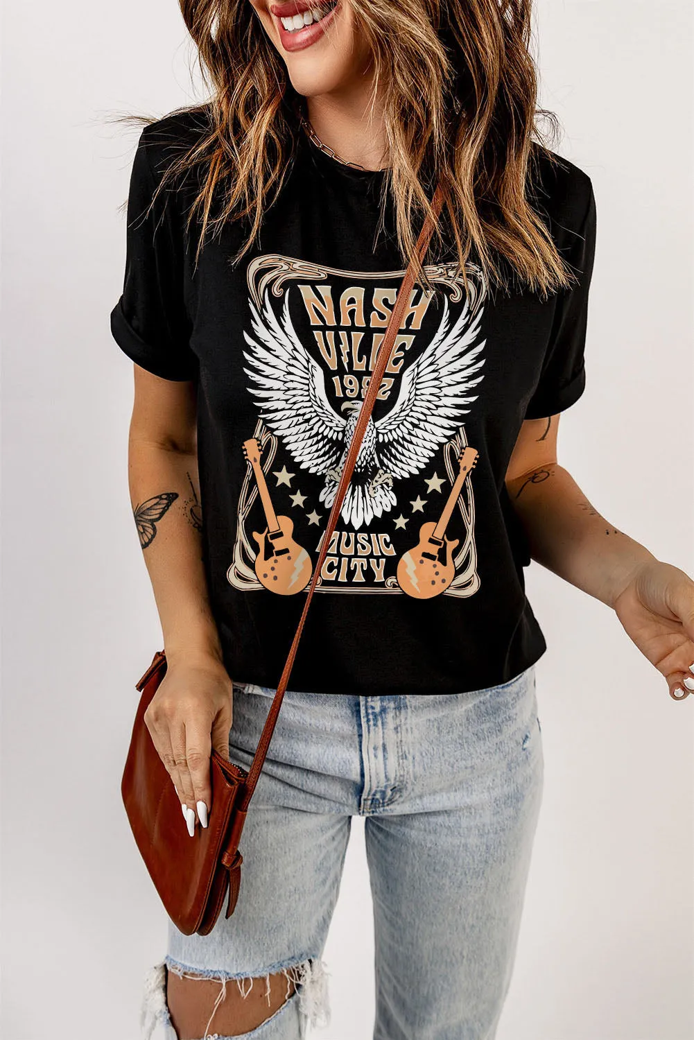 Black Vintage NASHVILLE 1982 Music City Graphic Tee