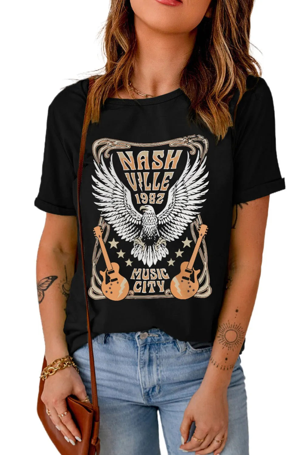 Black Vintage NASHVILLE 1982 Music City Graphic Tee