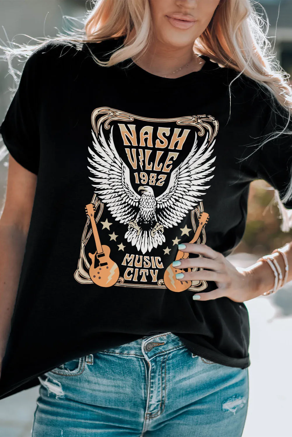 Black Vintage NASHVILLE 1982 Music City Graphic Tee