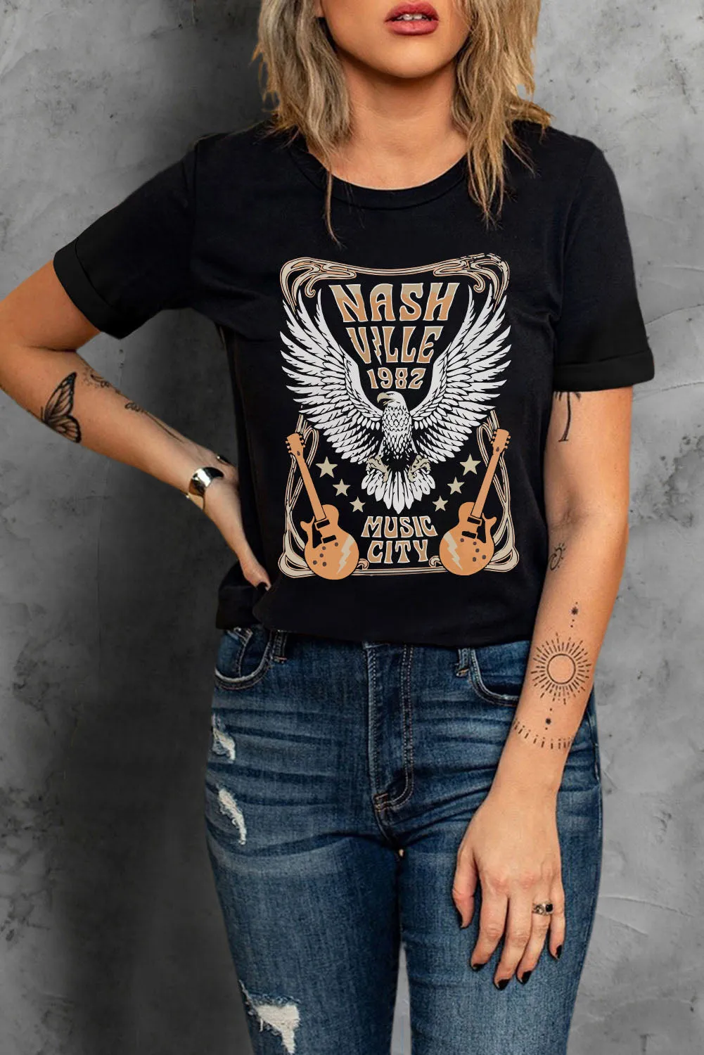Black Vintage NASHVILLE 1982 Music City Graphic Tee