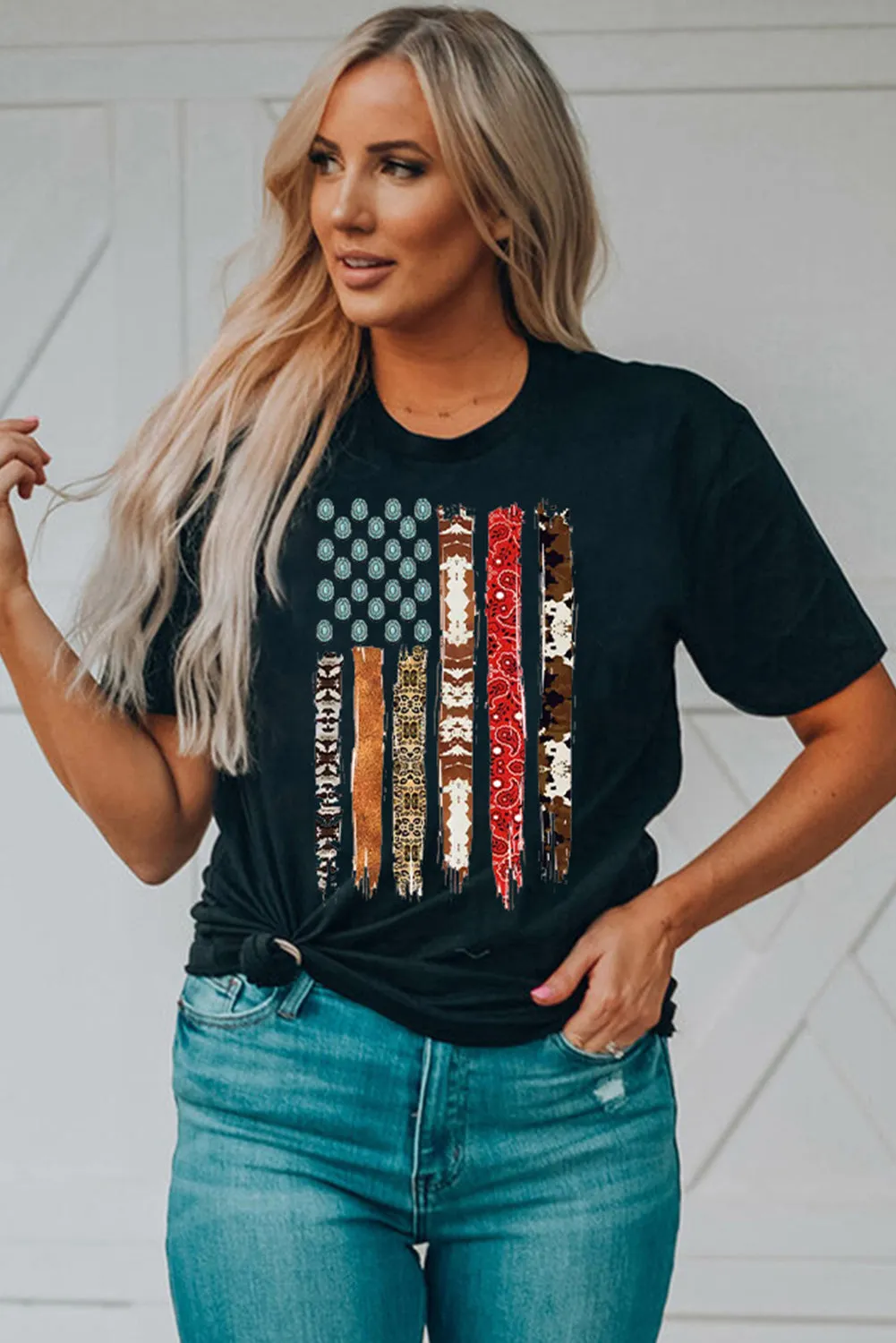 Black Western American Flag Graphic Tee