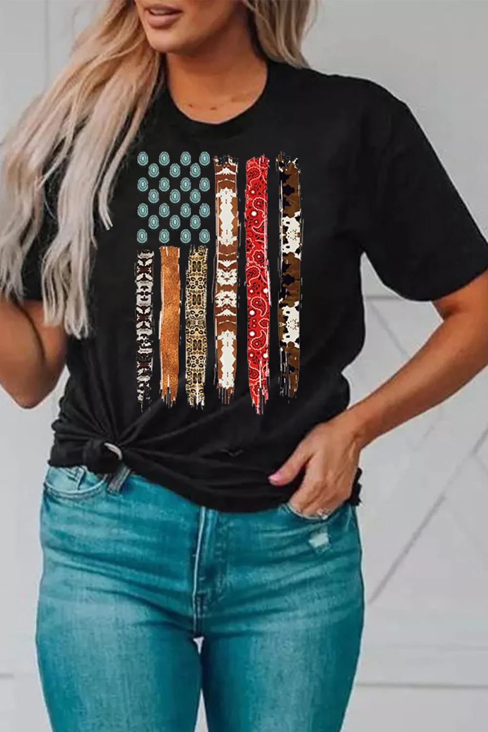 Black Western American Flag Graphic Tee