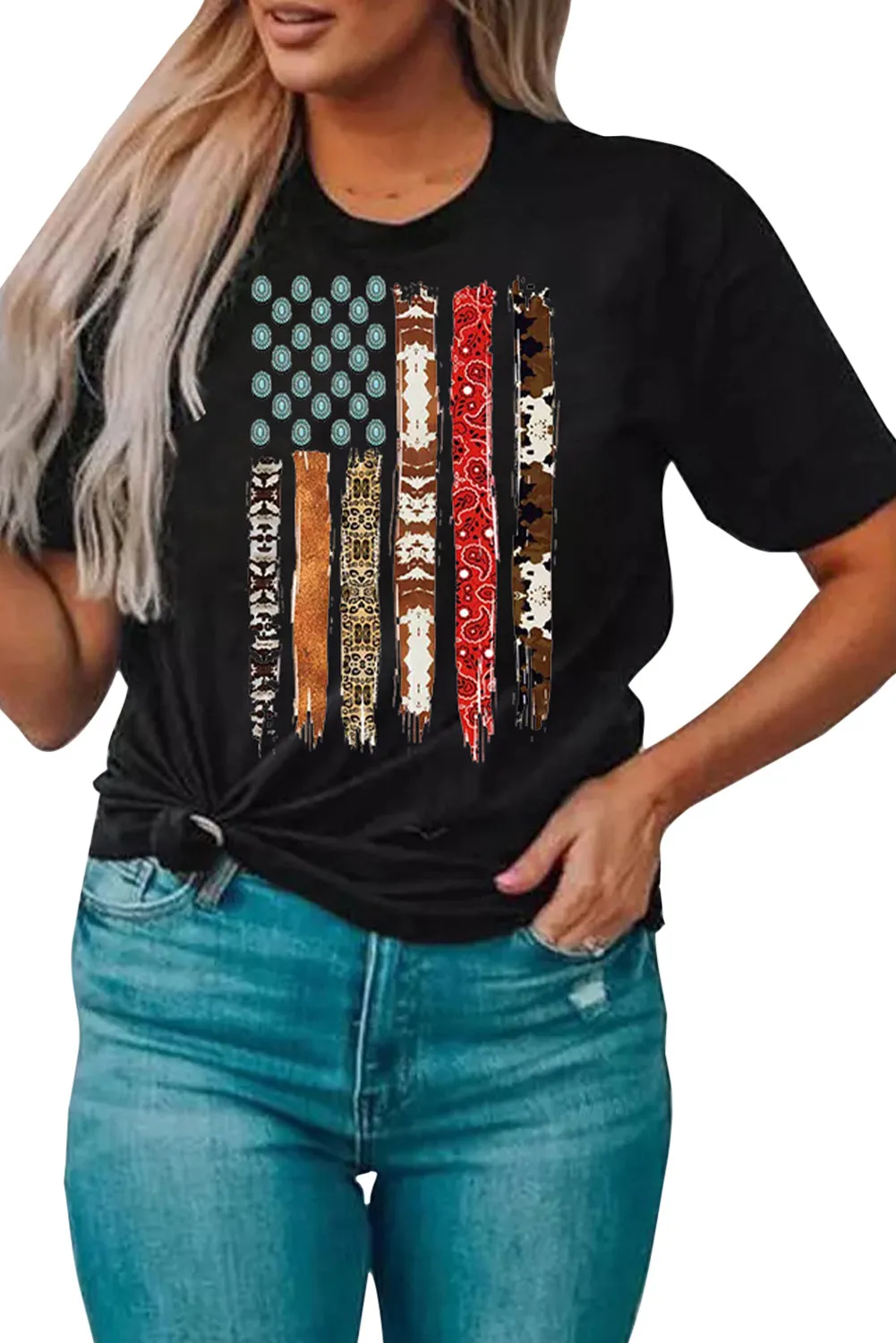 Black Western American Flag Graphic Tee