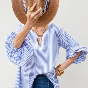 Blue Cabana Stripe Blouse