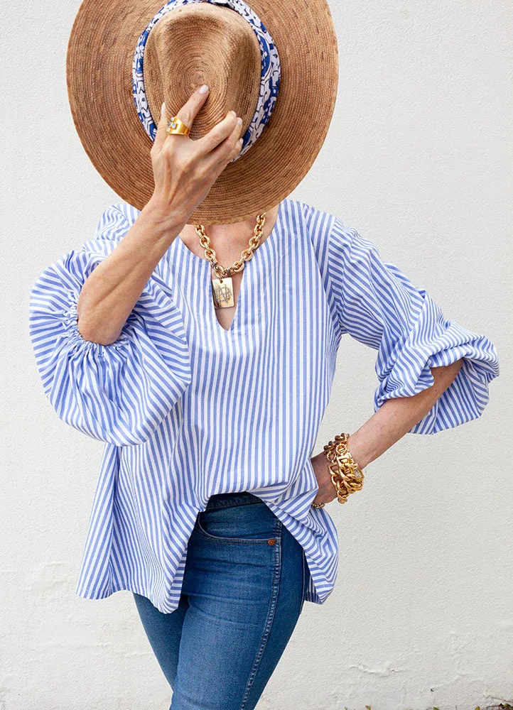 Blue Cabana Stripe Blouse
