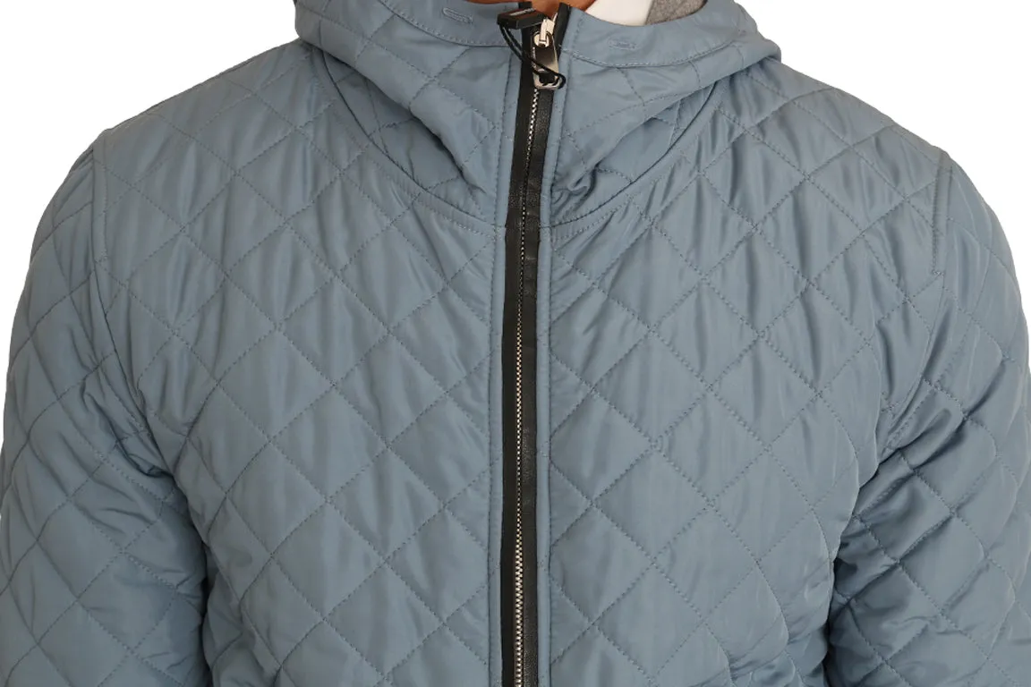 Blue Gold Zipper Logo Bomber Jacket