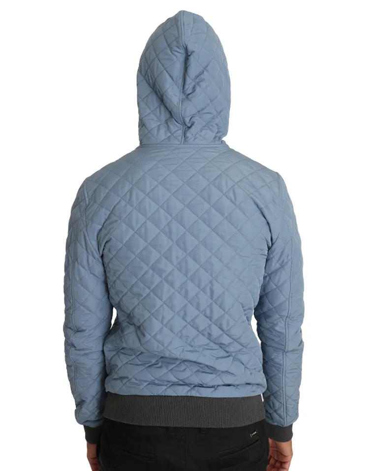 Blue Gold Zipper Logo Bomber Jacket