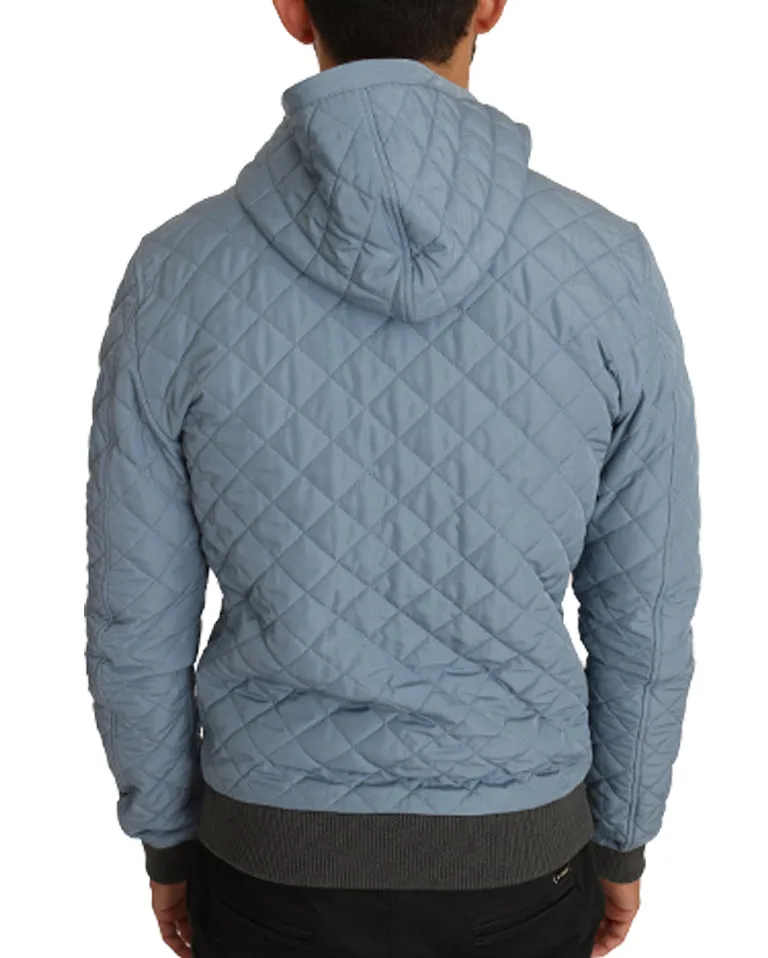 Blue Gold Zipper Logo Bomber Jacket