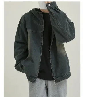 Blue Hooded Denim Jacket