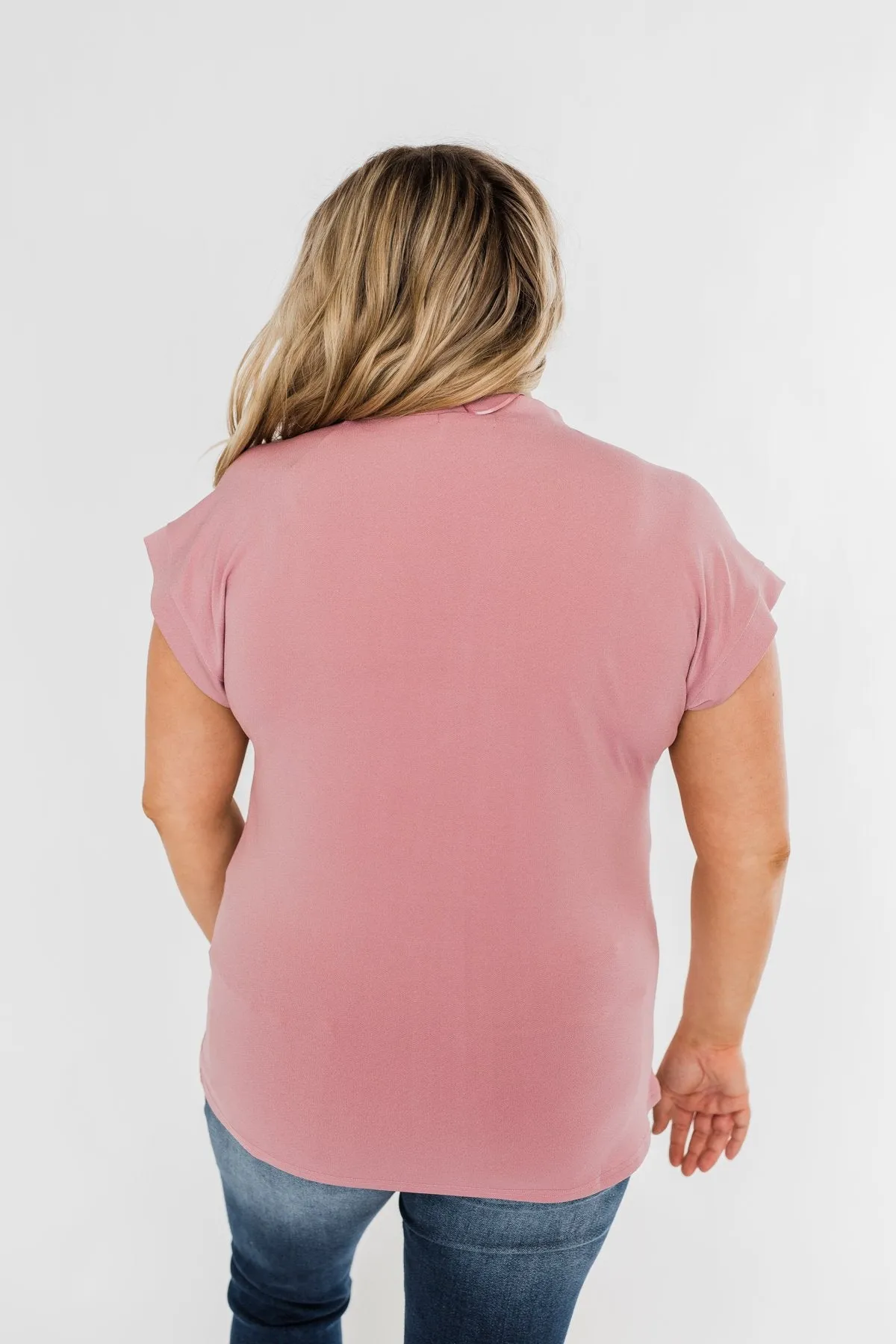 Breath Of Confidence Short Sleeve Blouse- Mauve